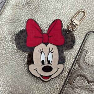 Disney Minnie Mouse leopard bag charm with gold keychain